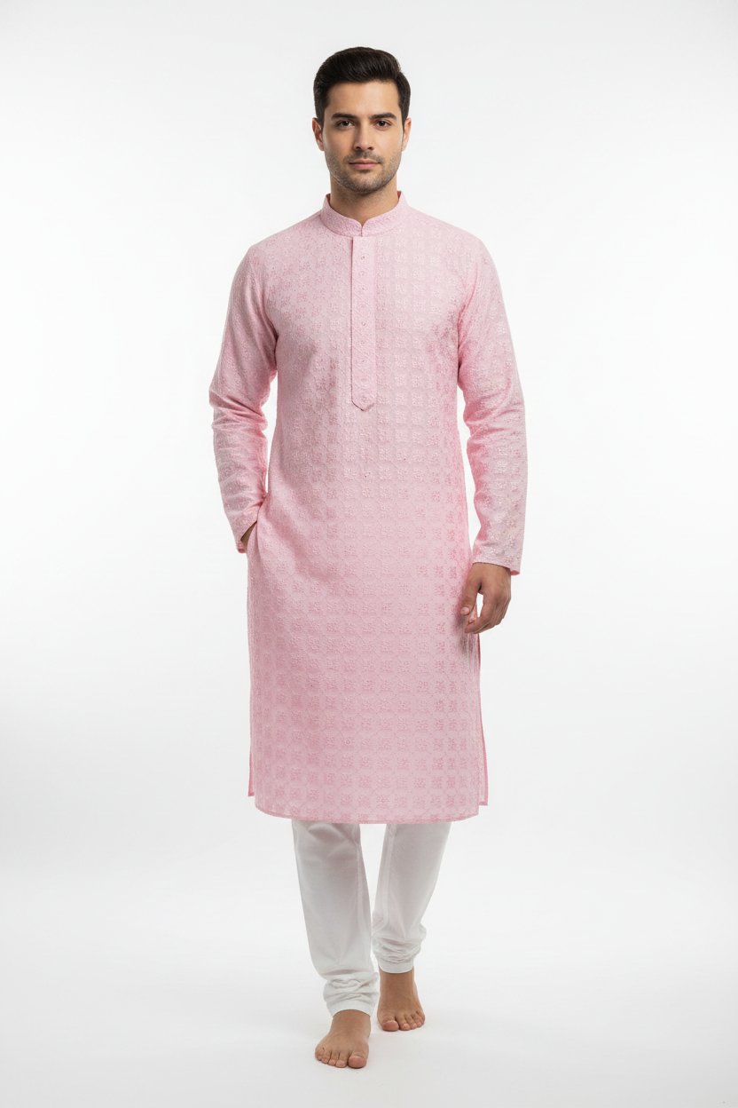 Pink Chikankari Kurta