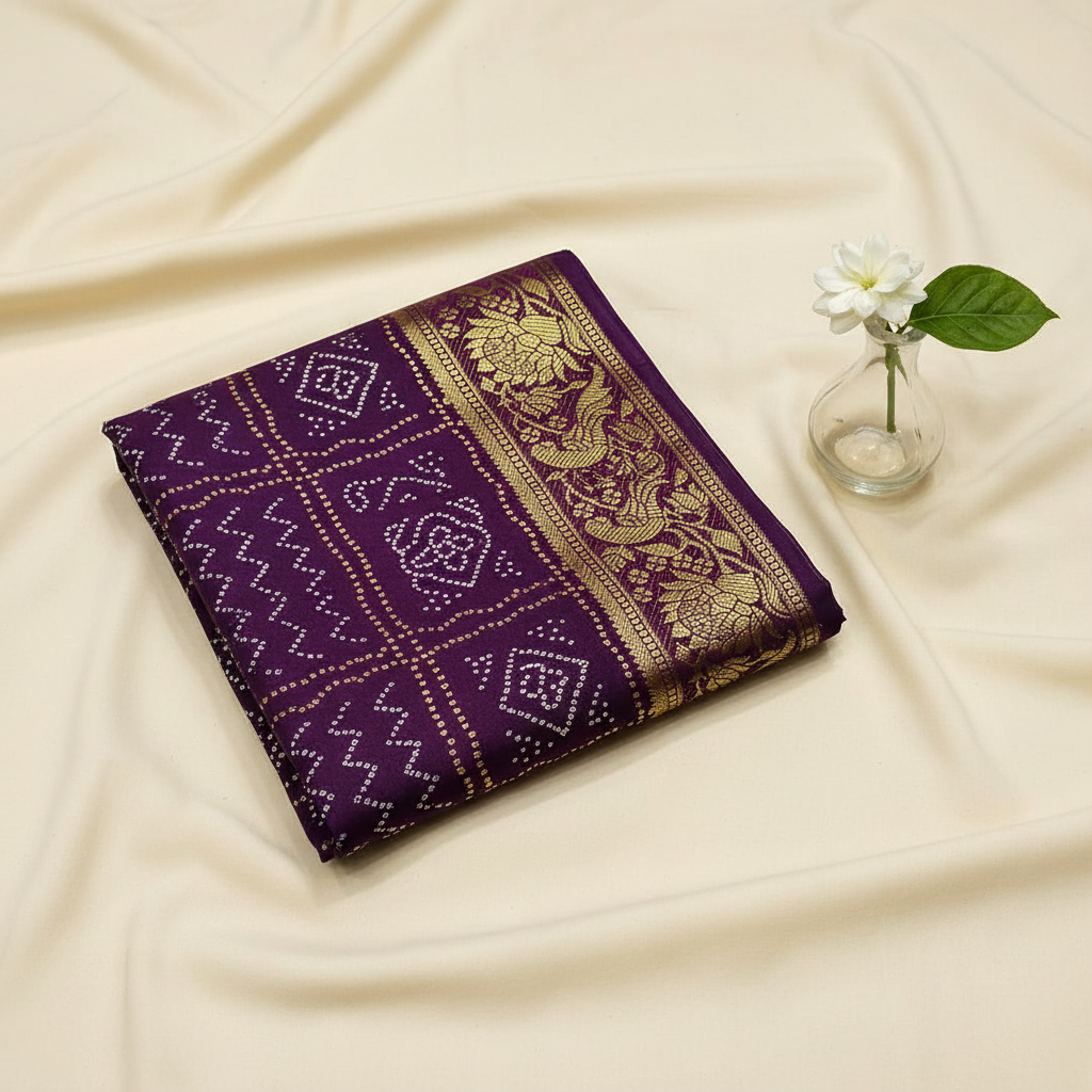 Purple Bandhani Saree