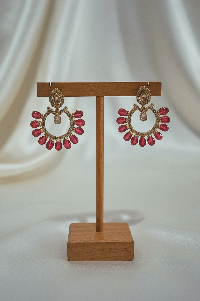 Red Chandbali - On Stand