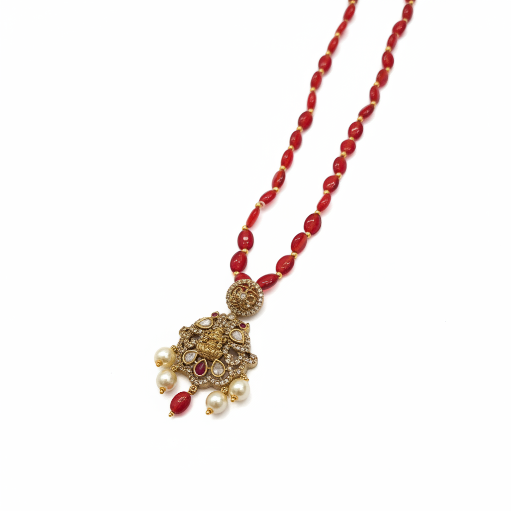 Red Coral Bead Necklace