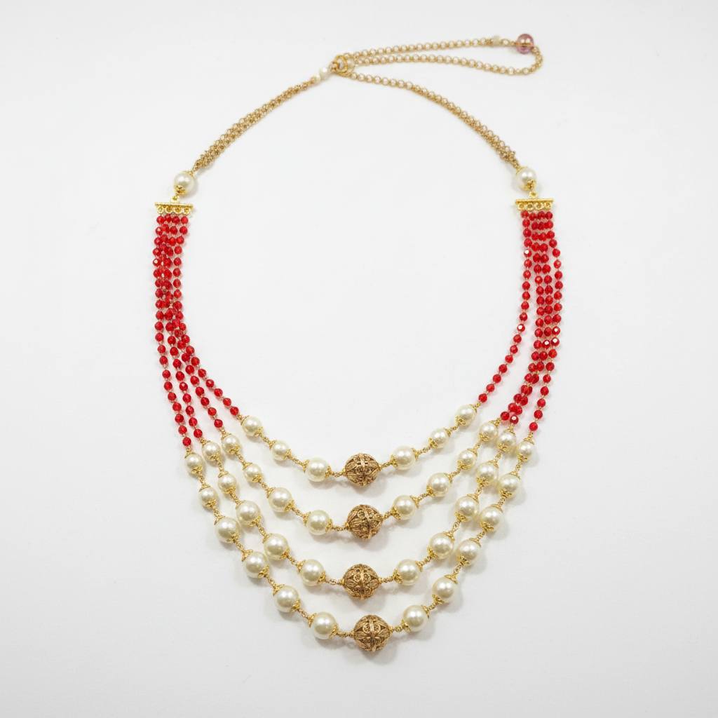 Red Crystal Pearl Necklace