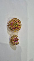 Floral & Crescent Hair Accessories – Gold AD Stone Brooch Set