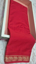Red Crepe Silk Saree with Elephant Zari Border