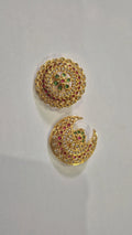 Sun & Moon Hair Accessories – Gold AD Stone Brooch Set