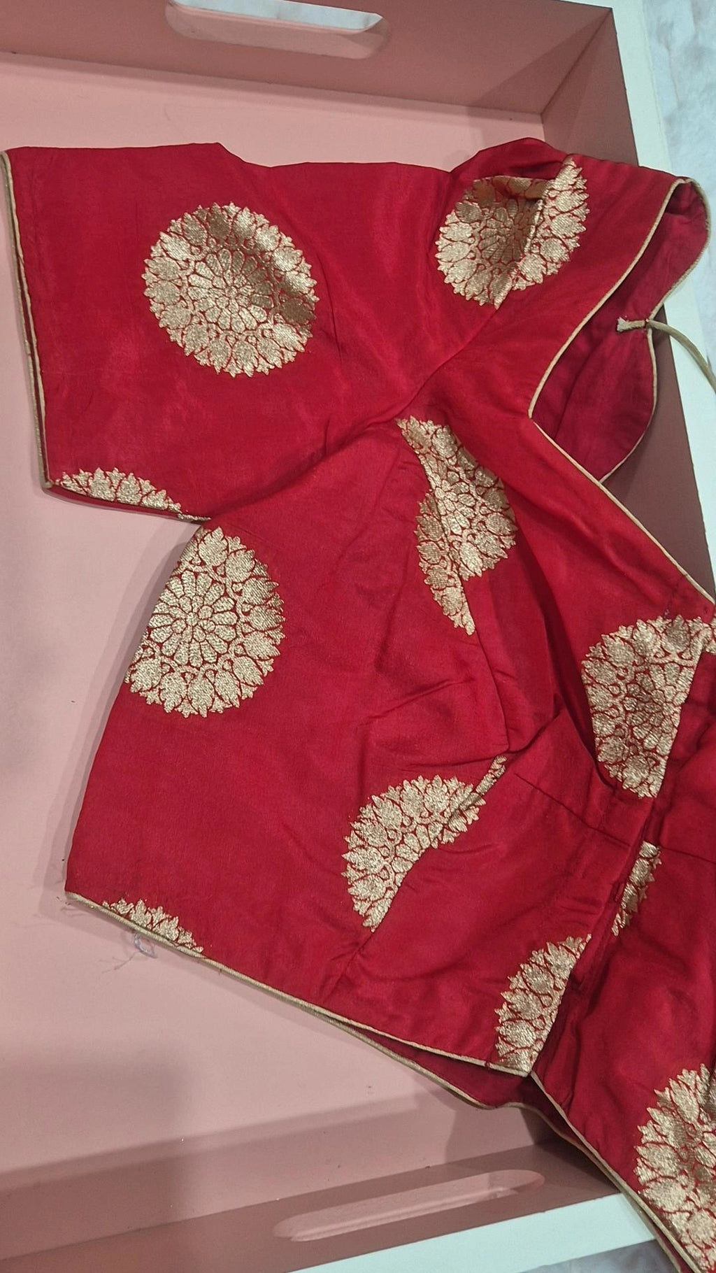 Space Silk Saree – baby pink | Real Mirror Work | Stitched Blouse