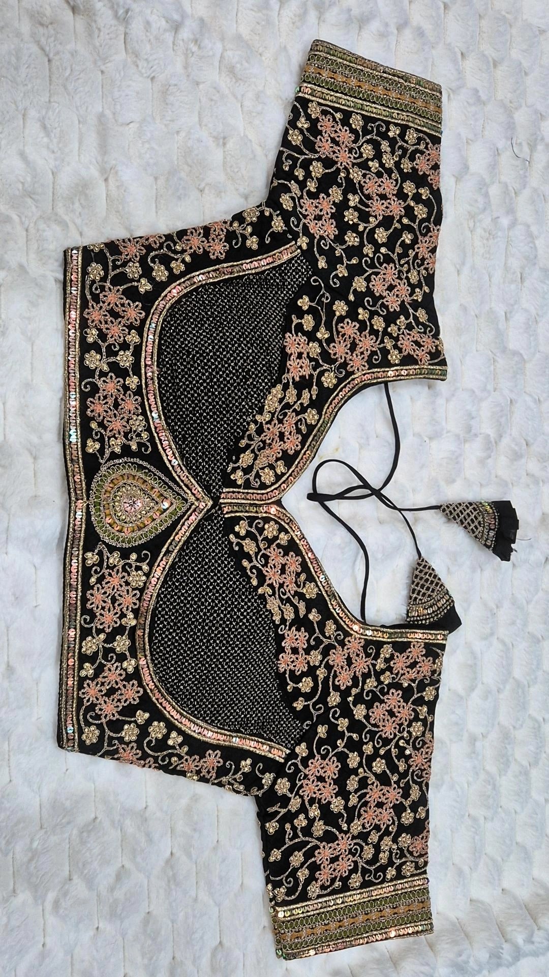 Premium Heavy Embroidered Blouse - Black