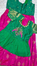 Kids Pattu Pavada – Magenta & Green (10–12 Years)