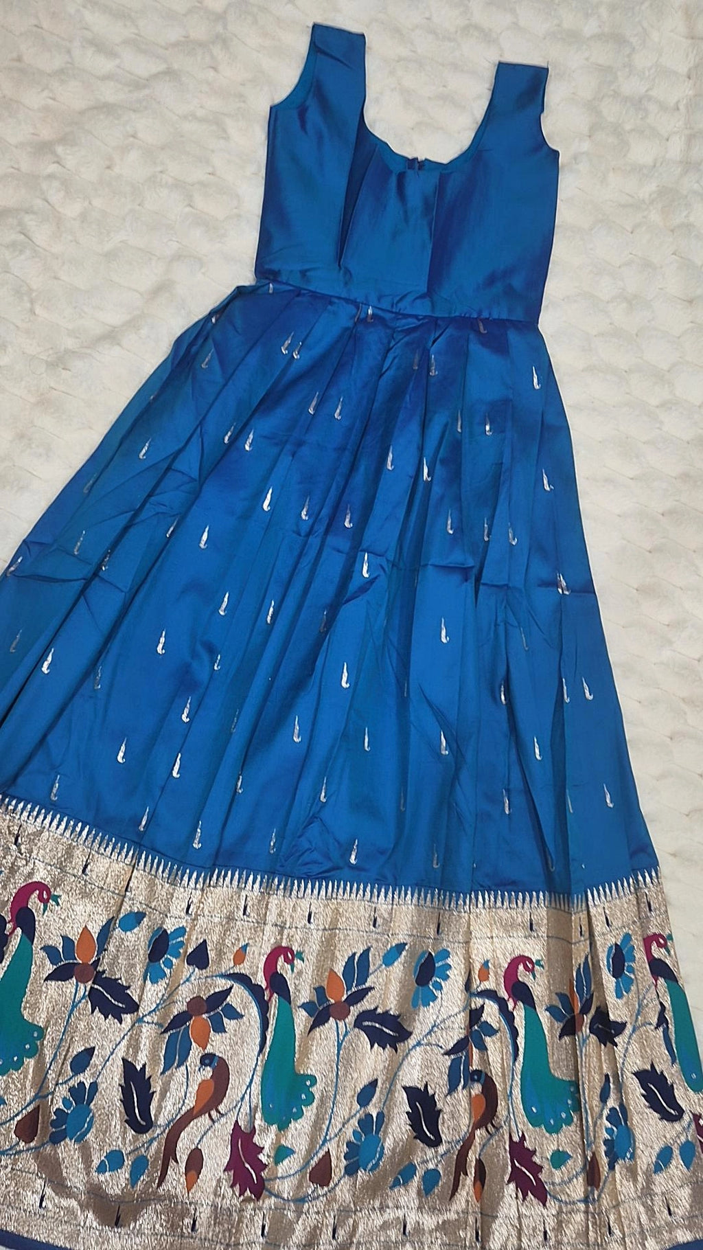 Kids Pattu Pavada – Blue & Maroon (10–12 Years)