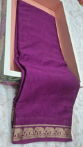 Wine Crepe Silk Saree with Elephant Zari Border