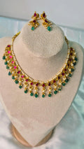 Jadau Kundan Ruby Emerald Pearl Choker