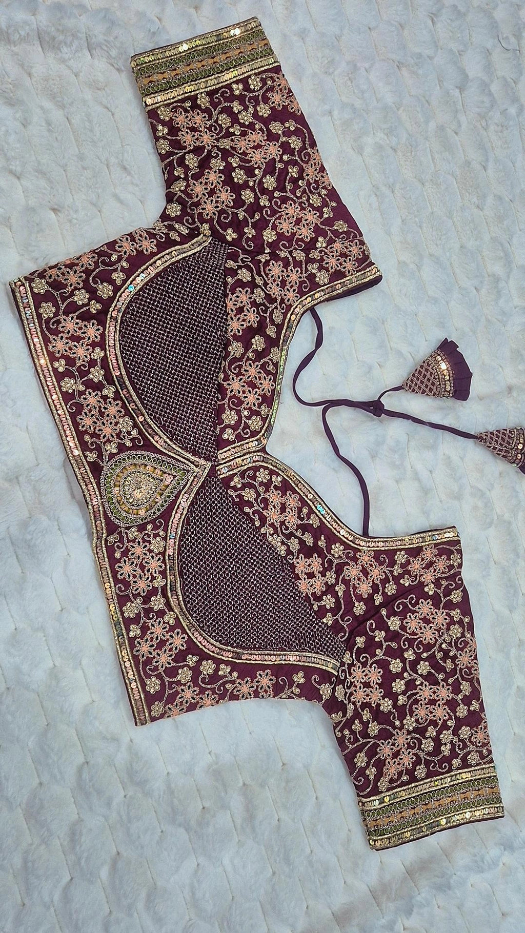 Premium Heavy Embroidered Blouse - Purple