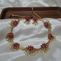 Ruby Pink Flower Cluster Choker