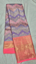 Purple & Pink Chevron Kanjivaram Pattu Saree