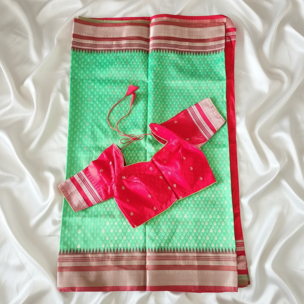 Semi Gadwal Saree - Satin Background