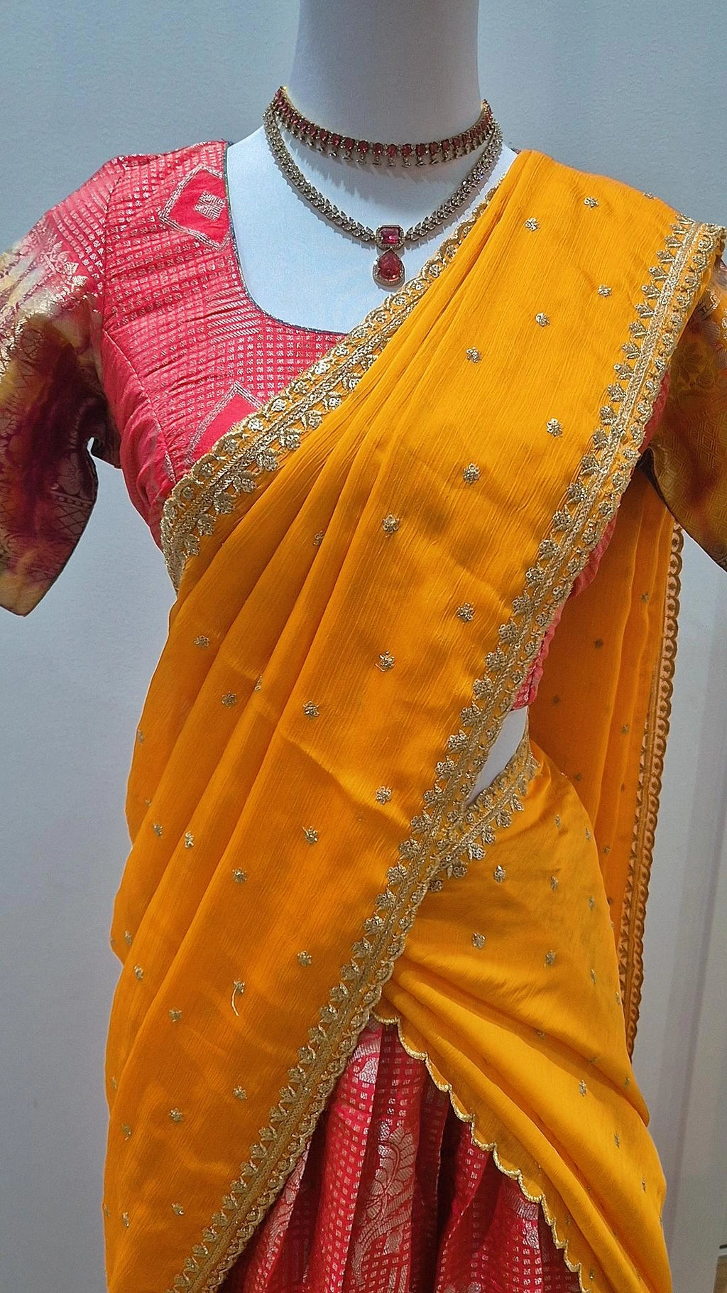 Semi Banarasi Pattu Lehenga with Stitched Blouse