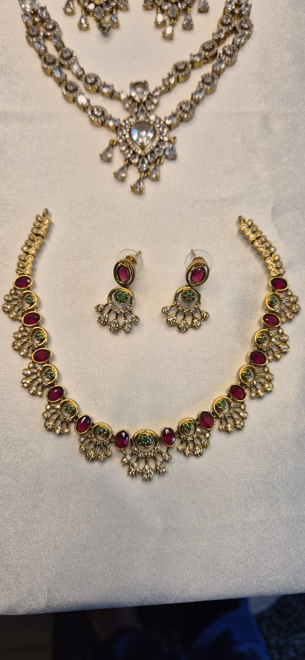 Ruby Emerald Polki Necklace Set