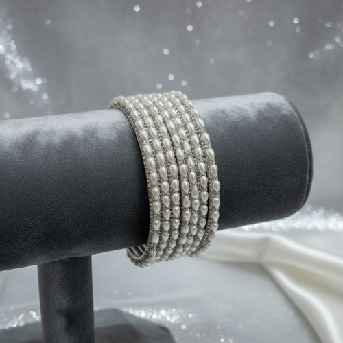 Silver Pearl Bangles - No Hangings