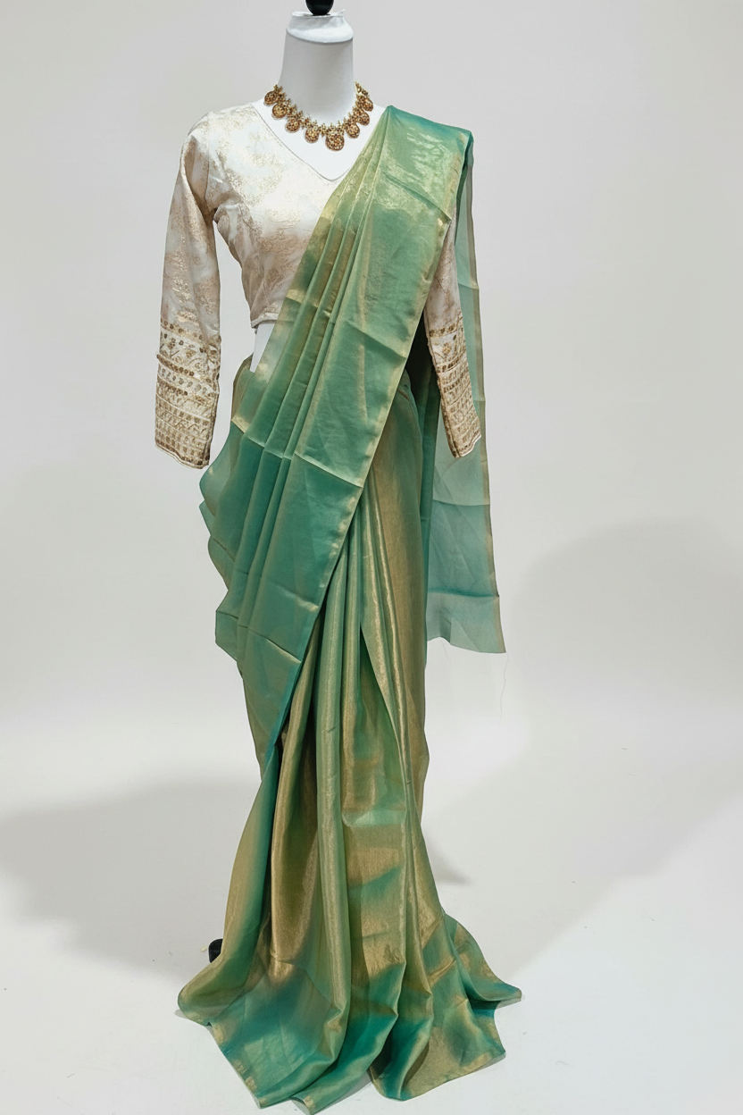 Space Silk Saree - White Background