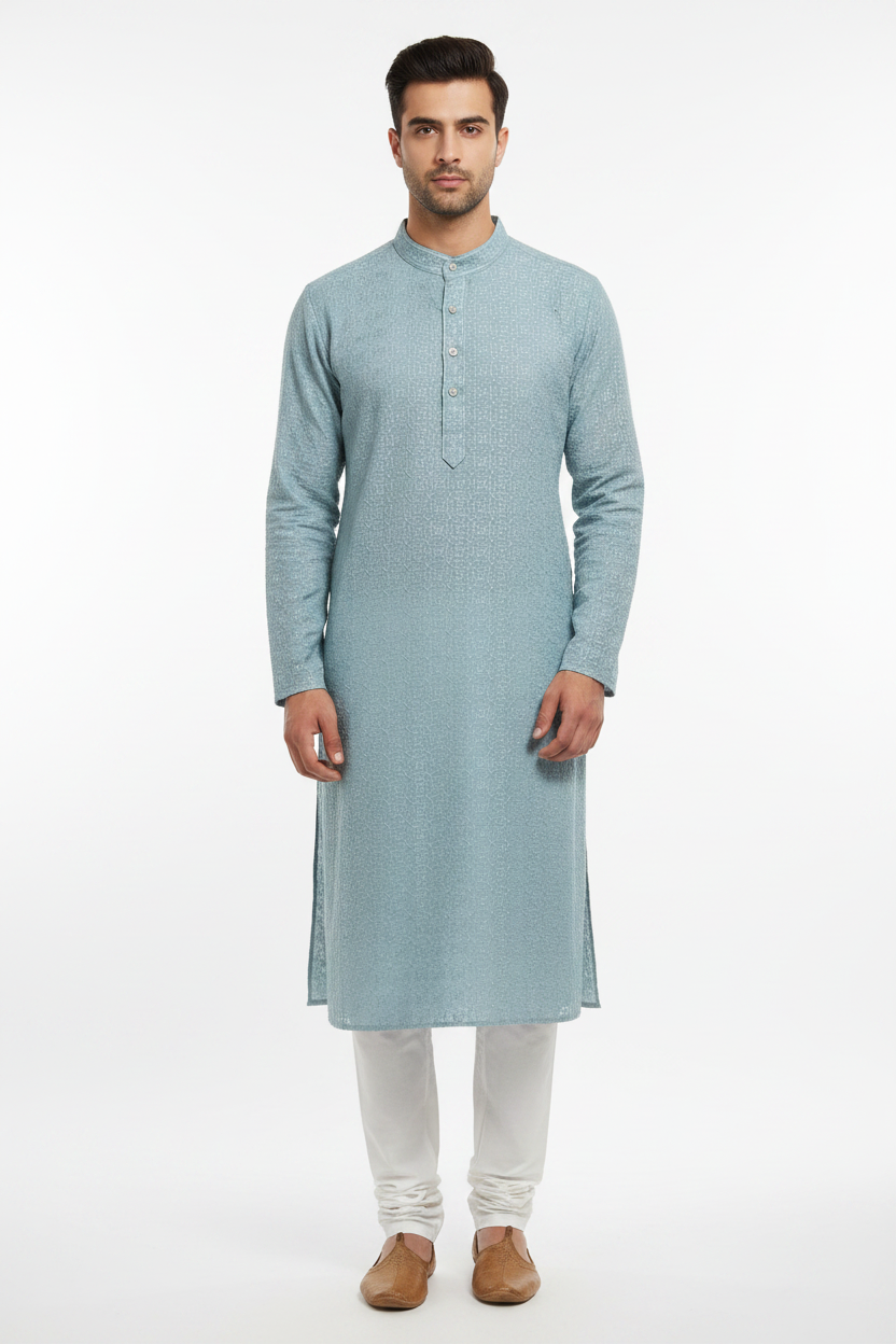 Steel Blue Chikankari Kurta