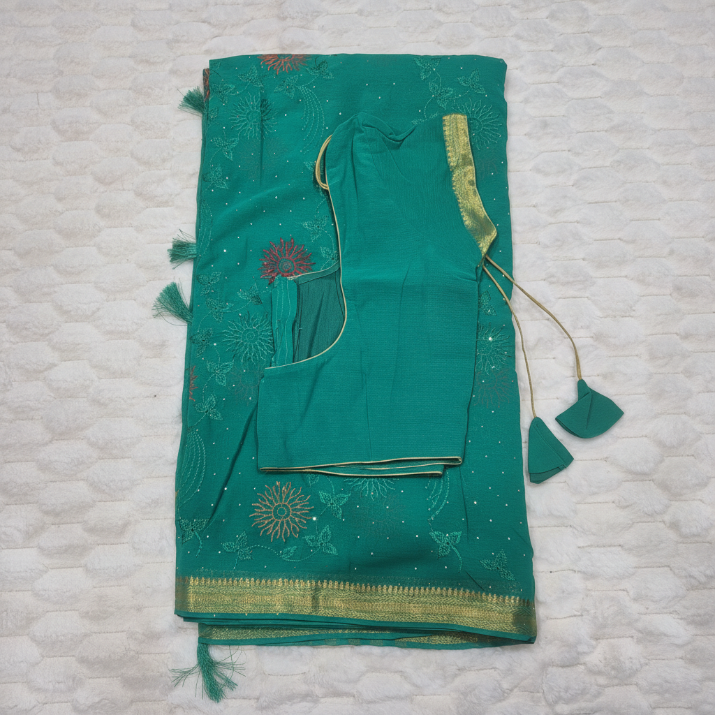 Teal Saree Folded