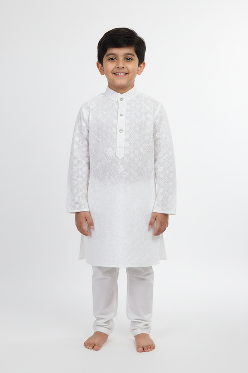 White Chikankari Kurta - Pattern 1