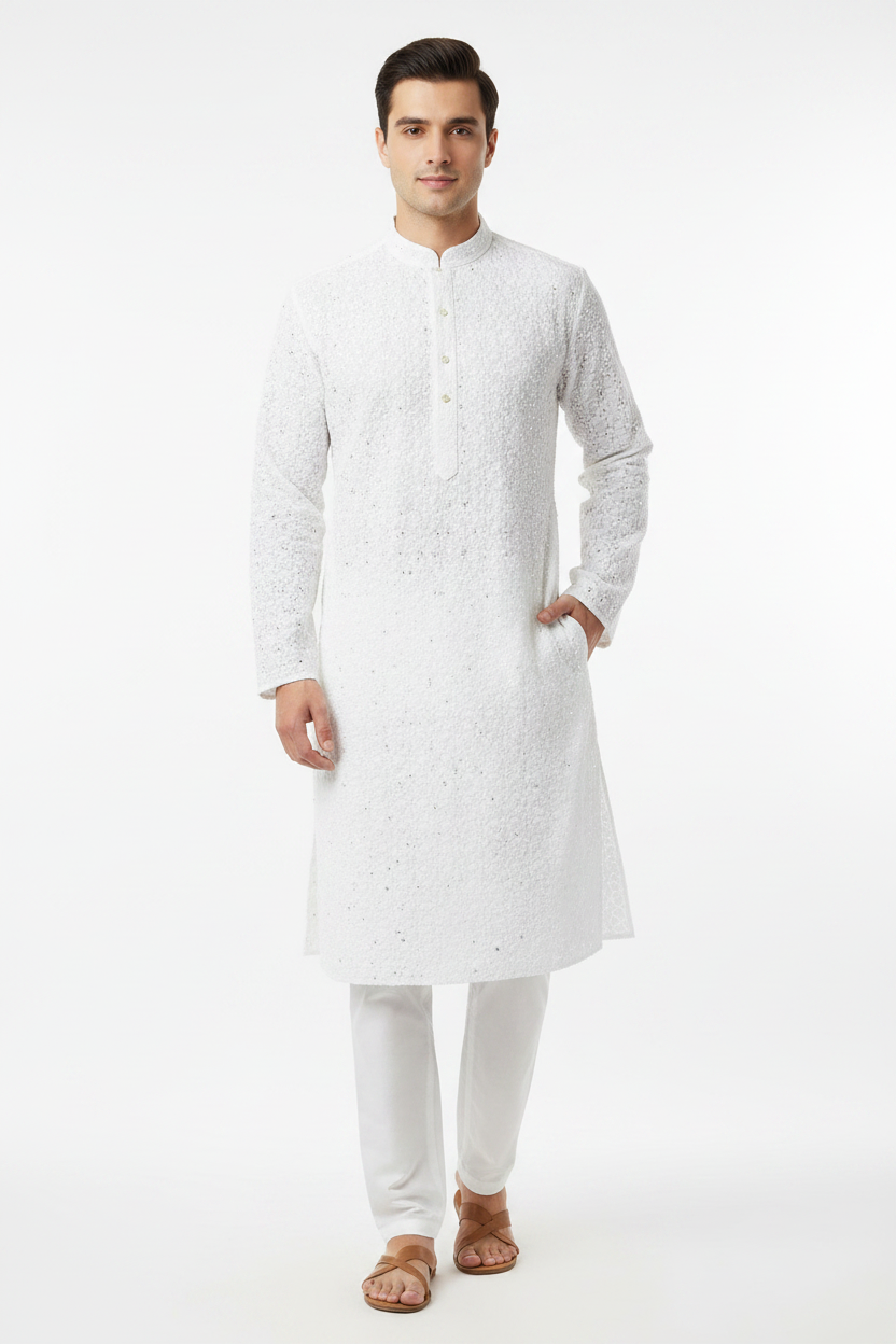 White Chikankari Kurta